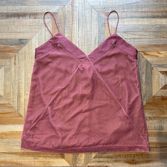 Club Monaco Old Rose Velvet Combo Cami Shirtless Top - Picture 3 of 8